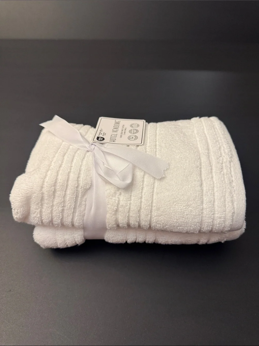 2pc HOTEL VENDOME Premium Plush Zero Twist Cotton Bath Hand Towel Set